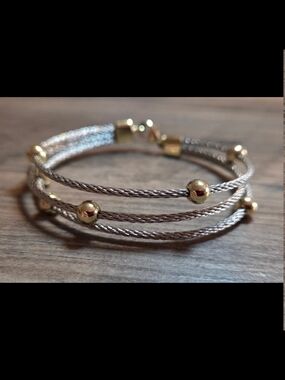 Gold & Silver Cable Multi-Strand Bracelet - Women Jewelry